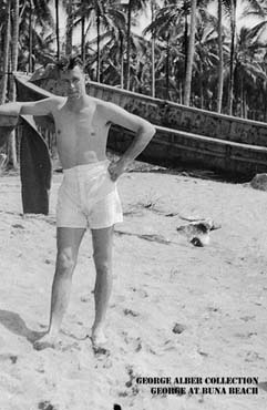 George Alber on beach at Buna