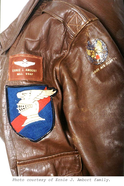 Maj. Ernie J. Ambort's 9FS Flight Jacket - Original Flying Knights Patch