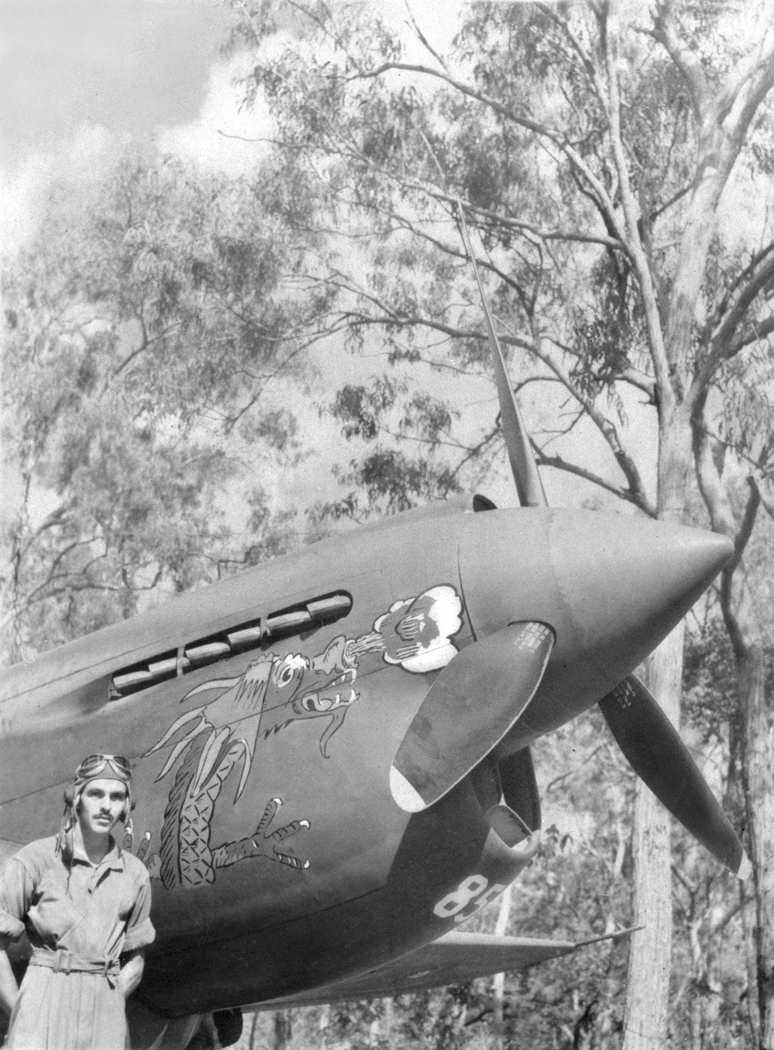 George Preddy with his P-40 Tarheel at Darwin, Australia : Sam Sox
